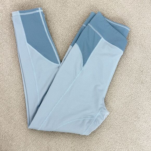 For Love & Lemons Ella Ribbed Crop Leggings Blue Medium - Picture 13 of 13